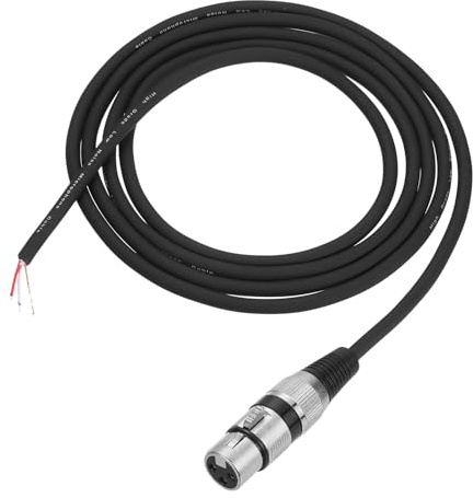 sourcing map 2m/7ft XLR Microphone Open End Cable, 3Pin XLR Female OFC Microphone Cable Pigtail Bare Wire Connector Speaker Audio Extension Cord for DJ/PA Amplifier Subwoofer, Black
