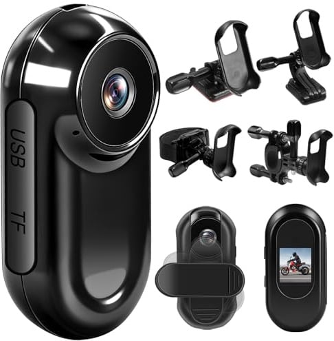 LXMIMI Mini Action Cam, Videocamera Sportiva HD 1080P - Nera | Mini Action Cam con Display, Videocamera POV Portatile per Bicicletta, Casco da Moto per la Guida, Escursionismo