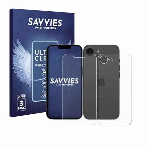 Savvies Schutzfolie für Apple iPhone 17e | (Display+Rückseite) 6 Stück Transparenter Displayschutz Made in Germany Ultra-Klar Displayschutz-Folie