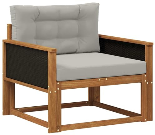 vidaXL Outdoor Mittelsofa Massivholz Akazie Natur, Akazienholz Outdoor Mittelsofa, wetterfestes Patiositzmöbel, modernes Möbel für Gartenlounge und Balkon
