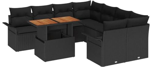 Favemtsl Gartensofa Set Schwarz 110 x 55 cm Poly-Rattan Eckbank mit Stauraum, Lounge Outdoor Balkonmöbel für Terrasse Garten Balkon mit Tisch und abnehmbaren Kissen