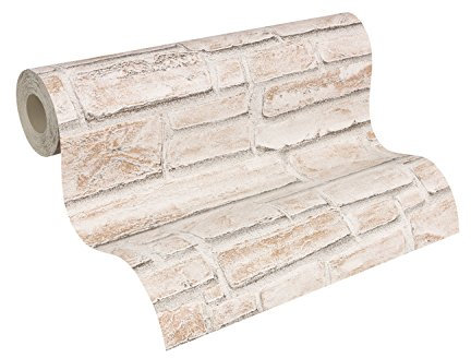 A.S. Création Stukturprofiltapete Dekora Natur Tapete in Stein Optik 10,05 m x 0,53 m weiß Made in Germany 662125 6621-25
