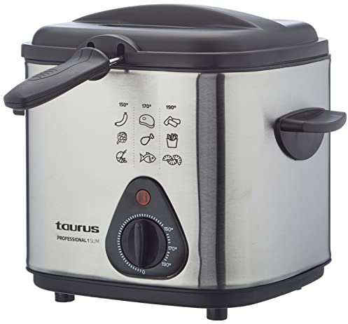 Taurus Professional 1 Slim Freidora, 1000 W, 1 Kilogram, Metal, Plata