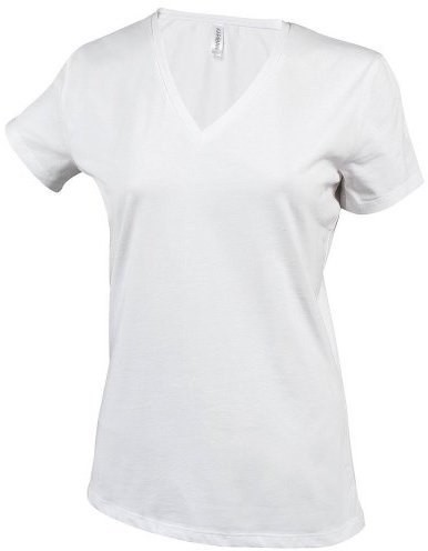 Kariban Womens/Ladies Feminine Fit Short Sleeve V Neck T-Shirt (S) (White)
