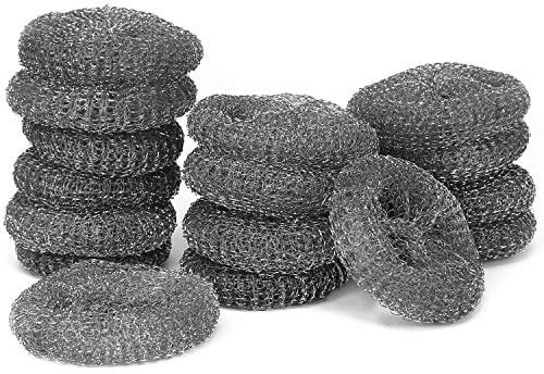 com-four® 16x Topfreiniger - Stahlwolle - Schwamm - Putzwolle - Scheuerschwamm (16 Stück Metall Reiniger)