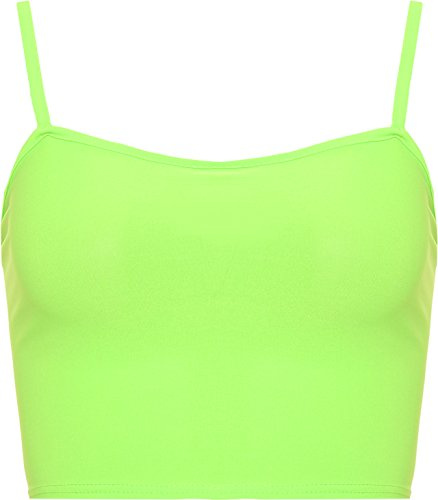 WearAll Womens Strappy Sleeveless Ladies Bralet Crop Stretch Vest Top - Neon Green - 8-10