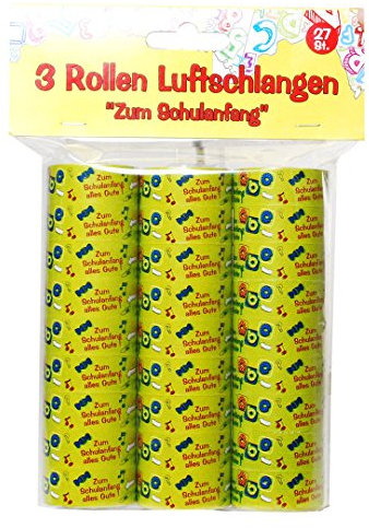 Luftschlangen 3er Packung Zum Schulanfang 1,5cm 1,20 Meter