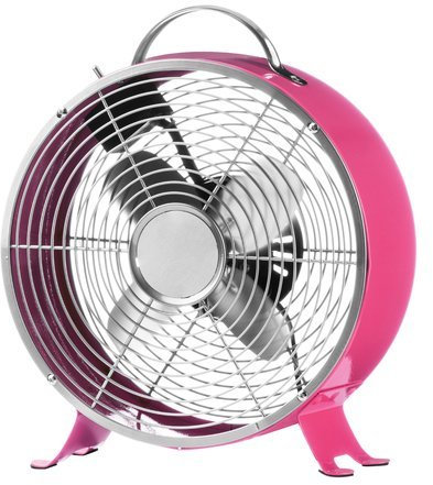 27cm Retro Design Table Fan with Non-Slip Rubber Feet (Primary Material: Metal, Finish: Pink)