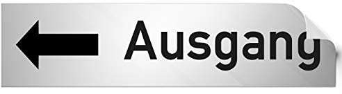 Türschilder24 Folienschild Türschild • Ausgang Links • PVC Hinweisschild • 160 x 40 mm Silber • selbstklebend • Kratzfester Druck • UV Beständig