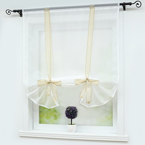 Joyswahl Raffrollo Voile Raffgardinen mit Tunnelzug Nina Bindegardine BxH 80x140cm Sand 1er Pack