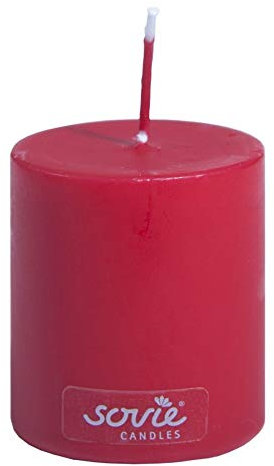 Sovie CANDLES Stumpenkerze ROT Ø 50mm x 60mm – ca. 16 Std. Brenndauer – Duftfreie Qualitätskerze für Deko, Hochzeit & Feste, Flachkopfkerze