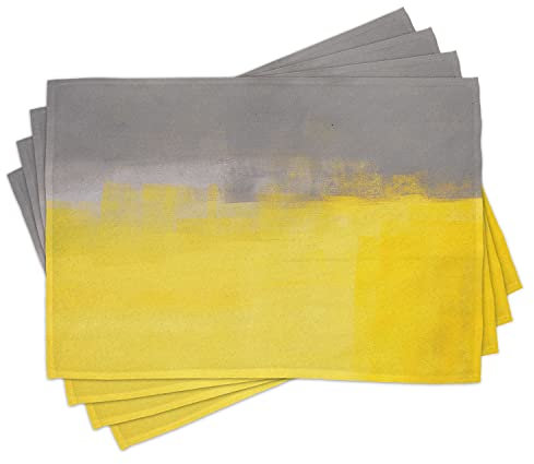 ABAKUHAUS Grau und Gelb Platzmatten, Grunge Street Style Malerei Pinsel Print Ombre Design Illustration, Tiscjdeco aus Farbfesten Stoff für das Esszimmer und Küch, Hell Grau Gelb