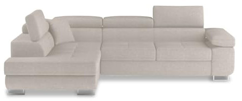 INTENSE DECO Canapé d'angle Gauche Convertible Marius Tissu Beige