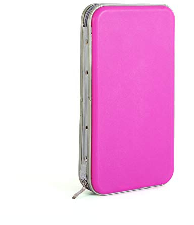 Home Wing Hard Plastic CD/DVD Wallet, Portable Storage Binder 72-Capacity, Pink