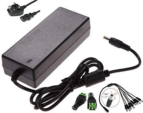BW 12V 5A 60W DC Power Supply 100-240V AC to 12V DC 5Amp 60Watt Wall Plug LED Transformer with a 8 Way CCTV Power Splitter Cable for CCTV Cameras,LCD TFT Monitors,LED Strip Light and More