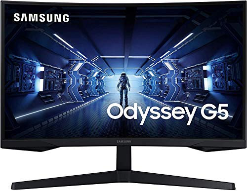 Samsung Monitor Gaming Odyssey G5 (C27G53), Curvo (1000R), 27, 2560x1440 (WQHD 2K), HDR10, VA, 144 Hz, 1 ms, FreeSync Premium, HDMI, Display port, Ingresso Audio, Eye Saver Mode, Flicker Free, Nero