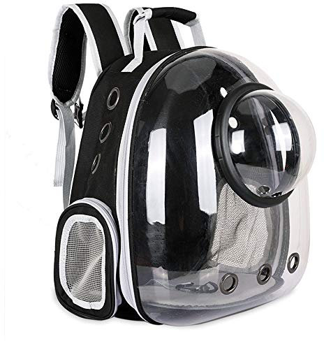 Sipobuy Sac à Dos avec Capsule d'espace pour Animal Domestique de Petite et Moyenne Taille, Transparent, Respirant, résistant à la Chaleur, pour Voyage, randonnée, Marche, Camping (Noir)