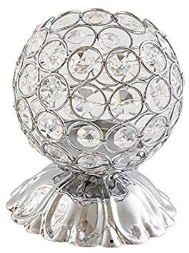 Koomiao Porta Candele in Cristallo Creativo Candeliere in Ferro Battuto Portacandele Ornamenti Ideale per Matrimoni, Feste e Decorazioni per la casa 12 * 10 cm (Argento)