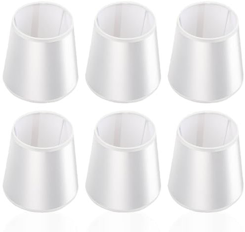 HERCHR 6 Stück Clip Candle Lampenschirm, E14 Schraubenstoff Weiß Kronleuchter Lampenschirm für Wandleuchte Nachttisch Lampenabdeckung