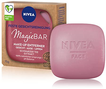 NIVEA MagicBAR Feste Gesichtsreinigung Make-Up Entferner (75g), fester Gesichtsreiniger für Gesicht, Augen & Lippen, zertifizierte Naturkosmetik mit Schwarzer Tee Extrakt