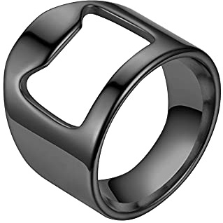 ikasus Edelstahl Flaschenöffner Ring,Bieröffner Ring,Rostfrei Fingerringöffner Bieröffner,Innovatives Finger Werkzeug zum schnellen Öffnen von Flaschen,Ring Schmuck Für Männer Geburtstag Geschenk