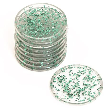 Craftelier - Plastic Glitter Disc Rings L for Scrapbooking Binding and Other Crafts for Planners, Agendas, Notebooks or Albums | Pack of 9 pcs. 45 mm Diameter - Colour Turquoise with Glitter