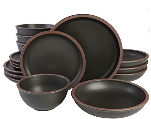 Gibson Elite Lagos Coupe Service de table 4 personnes (lot de 16) Noir