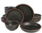 Gibson Elite, Vajilla Soho Lounge Lagos de 16 piezas con dos tipos de platos hondos y tazones, negro