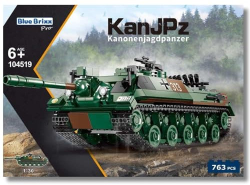 BlueBrixx Pro 104519 – Kanonenjagdpanzer 4-5 (KanJgPZ), Bundeswehr aus Klemmbausteinen mit 763 Bauelementen. Kompatibel mit Anderen Klemmbausteinen. Lieferung in Originalverpackung.
