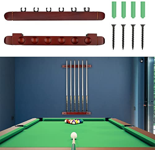 Adhafera Support mural pour queue de billard - 6 pièces - Convient pour les clubs de billard, bars, jeux de snooker