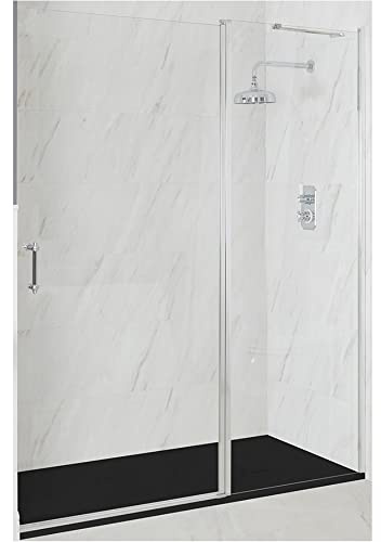 MILANO Chrome Hinged Door Frameless Shower Enclosure Graphite Tray 1200x900