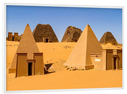artboxONE Poster mit weißem Rahmen 18x13 cm Architektur Die Pyramiden bei Meroe - Bild Pyramide meroe nubien