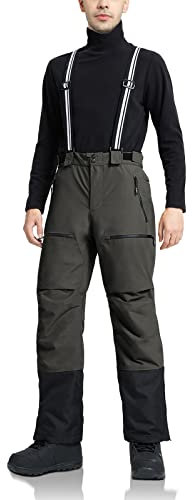 Pioneer Camp Herren Skihose Gefüttert mit Hosenträger Ski Hosen Schneehose Snowboardhose Outdoorhose Grau L