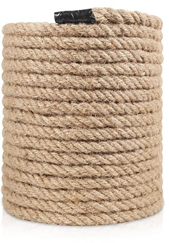 Roopeem Hanfseil, 1.27 cm, 1.27 m, Jute-Seil, strapazierfähig, dicke Schnur, Gartenarbeit, gedrehtes Manila-Seil, dickes Juteseil für Basteln, Bündeln, Camping, Dekoration, Hängen, Heimdekoration