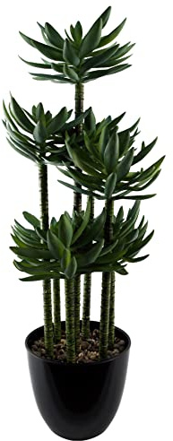 Leaf Design UK Artificial Yukka Tropical House Plant, 60 cm, Black