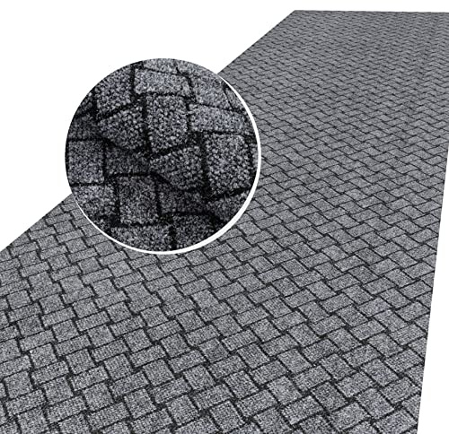 ANRO Schmutzfangmatte Flur Läufer Schmutzfangläufer Fußmatte Teppichläufer Flurteppich Türmatte Meterware Melbourne Grau 450x100cm