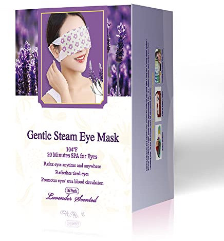 Homearda Dampf Augen Maske 16 Packungen-Wärmende Schlaf Maske für Augenermüdung Augenringe, Entspannung für die Augen,Einweg Feuchte Heizkompresse Pads zum Schlafen (Lavendel)