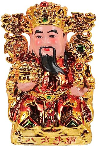 ABOOFAN Feng Shui Shen Keramik Gott des Reichtums Figur Retro Viel Glück Shen Statue Chinesische Feng Shui Deko Segen Skulptur Glücksskulptur Für Büro Tischdeko