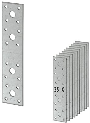 25 x siwitec Flachverbinder 180 x 40 mm sendzimir verzinkt, Materialstärke 2,5 mm, CE-Kennzeichnung, witterungsbeständige Lochplatte Holzverbinder, Lochblech Montageplatte, Flachstahl verzinkt