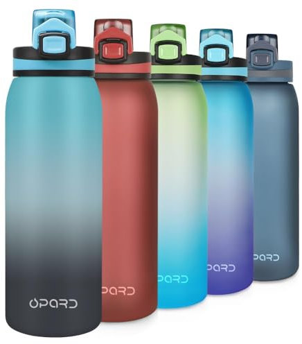 Opard Sports Water Bottle 900ml BPA Free Tritan Plastic Non-Toxic with Flip Top Lid Leak Proof for Gym Yoga Fitness Camping