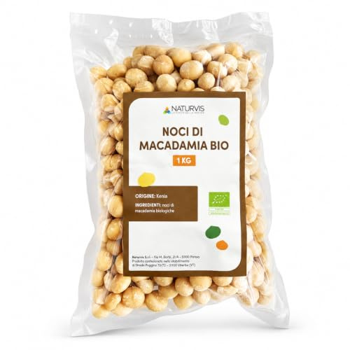 Naturvis Noci di Macadamia Biologiche 1 kg - Crude e Non Tostate, Senza Sale Aggiunto - Frutta Secca per Snack, Colazione e Ricette