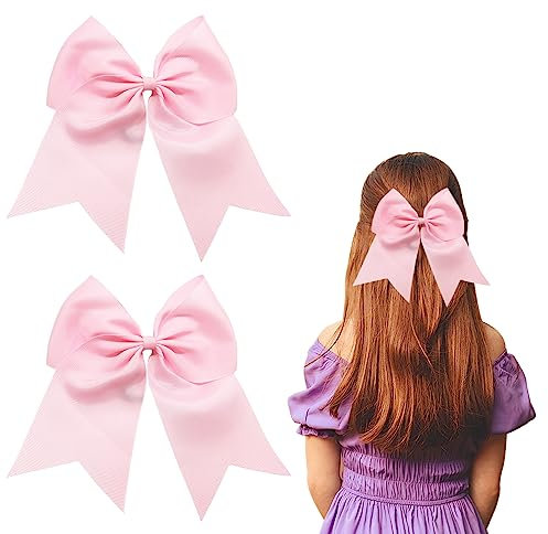 Nideen Lot de 2 grands nœuds roses de 20,3 cm pour femmes et filles, chic et adorables pinces à cheveux avec nœud en ruban