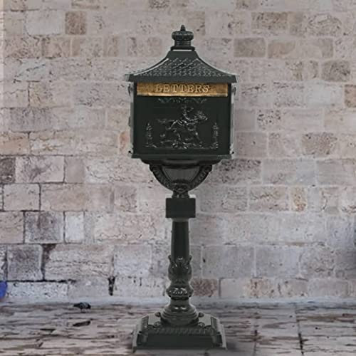 SKM Boîte aux Lettres sur Pied Aluminium Vintage Antirouille Vert, Weight:10.48 kg,43893