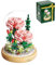LUFEIS Blumen Bausteine Set, Rose Unsterblicher Blumenstrauß Baustein mit Schutzhülle, Kunstpflanzen Bausteine ​​​​für Erwachsene, Geschenk für Mama Freundin, Nicht Kompatibel mit Andere Marken (Rosa)