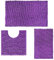 RUN HELIX Ultra Soft Chenille Bath Mat Non Slip, Bath Mat Set 3 Piece, Shaggy Bathroom Mats, Absorbent Bath Mats for Bathroom, Fluffy Bathroom Mat Set with U-Shaped Toilet Rug (Dark Purple)