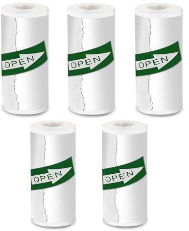 Lovcoyo Papier thermique blanc pour imprimante, mini autocollant, papier thermique, 5 rouleaux, 2 ans, 57 mm x 25 mm, pour journaux, photos, textes, notes d'étude et plus encore