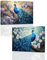 ZXHYWYM Pfauen Wandbild 2 teilig blauer Pfau mit Blume Leinwanddruck elegante Pfauenbilder schöne Vögel Gemälde für Heimdekoration mit Rahmen (28x35cmx2)