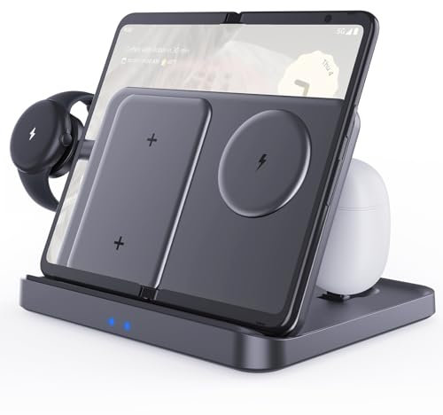 Foldable Wireless Charger Station for Google Pixel, Multi 3 in 1 Wireless Charger for Google Pixel 9 Pro/9/8Pro/8/7a/7/6/6Pro, Google Pixel Watch,Pixel Buds Pro/2