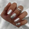 24 Pièces Faux Ongles French Court Carrés, Argent Brillant Press on Nails, Ballerine Acrylique Ongles à Presser Couverture Complète Artificiels Square Faux Ongles à Coller pour Femmes et Filles