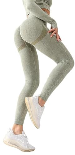 VeEthi Damen Scrunch Butt Sport High Waist Push Up Leggings Sporthose Sportleggings Yogahose Gym Laufhose Fitness High Waist Blickdicht (DE/NL/SE/PL, Alphanumerisch, S, M, Regular, Lang, Grün)